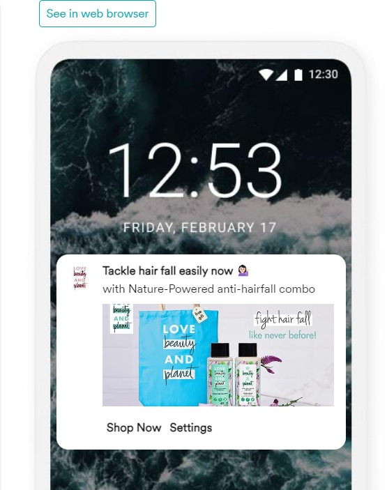 Love Beauty & Planet Web Push Notification 1